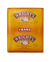 Wright's coal tar soap four-pack, front view for daily cleansing and refreshing scent