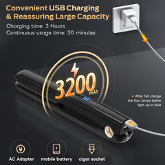 WSATFB cordless straightener packs 3200mAh battery for 30–40 minutes of use.