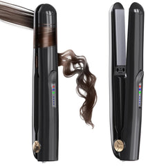 WSATFB cordless hair straightener 2-in-1 compact black for on-the-go styling.