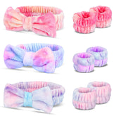 WSYUB face-washing headband with dye-tie bow keeps hair away during skincare routines