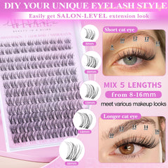 Wtvane Venus band lashes 8-16mm extensions demonstrate length versatility