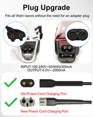 WUKUR 4V Wahl charger cord extends reach for salon and home use.