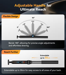 WUXO back shaver 4in1 heads array for versatile grooming options