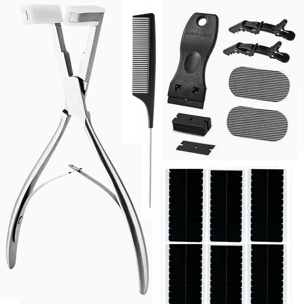 The WXFHTDA Silvery Set pliers securely seal tape-in extensions with precise pressure.