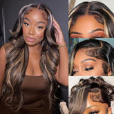 WXG 30-inch lace-front wig in honey blonde with natural balayage and dramatic length.