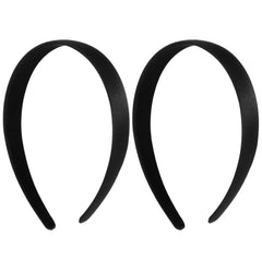 WY LIGHTING LEVEL 2Pcs satin black headbands close-up shows ultra-soft fabric for all-day comfort.
