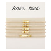 WY LIGHTING LEVEL 5-pcs boho hair ties with gold beads for secure ponytails