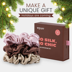 Wycare silk scrunchie in champagne hue offers moisture-retaining comfort for curls.