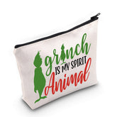 WZMPA Green Monster cosmetic bag front view with vibrant 3D print for daily cosmetics.