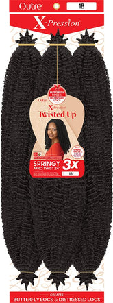 x-pression Outre Twisted Up 3X model wearing 1B protective style.