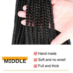 XCHSLB Box braids color 1B soft texture close view.