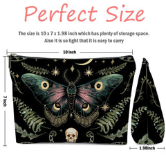 XFN Night Butterfly Moth makeup bag open-top reveals interior lining for durable storage