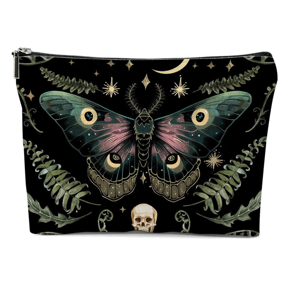 XFN Night Butterfly Moth makeup bag side view shows compact travel-friendly cosmetics organizer