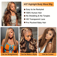Xiayume honey blonde ombre wig, pre-plucked baby hairs for a natural hairline.
