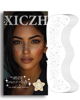 XICZH face glitter patches pack adds silver sparkle for festival-ready looks