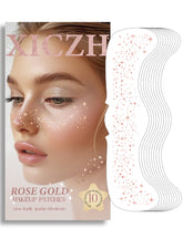 XICZH rose gold glitter patch on cheek for festival glow.