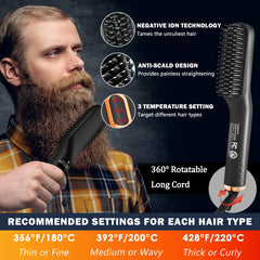 XIKEZAN heated beard comb with durable bristles for smooth straightening