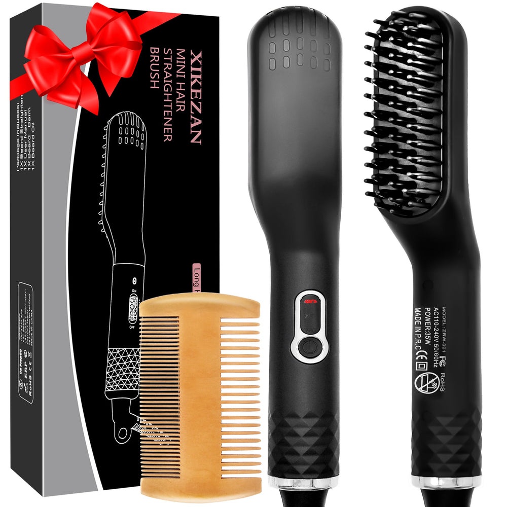 XIKEZAN beard straightener front view highlighting quick heat for fast grooming.