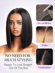 Xinjiju HD lace 6x4 front wig blends with skin for natural part.