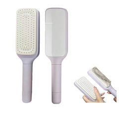 Xinqirity self-cleaning brush with retractable bristles for quick hair removal and easy cleanup.