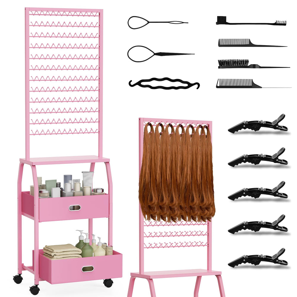 XINTUO portable braiding hair rack with wheels enables easy mobility for on-site styling.