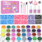 XiQiDianr temporary glitter tattoos kit with 32 colors for bright party looks