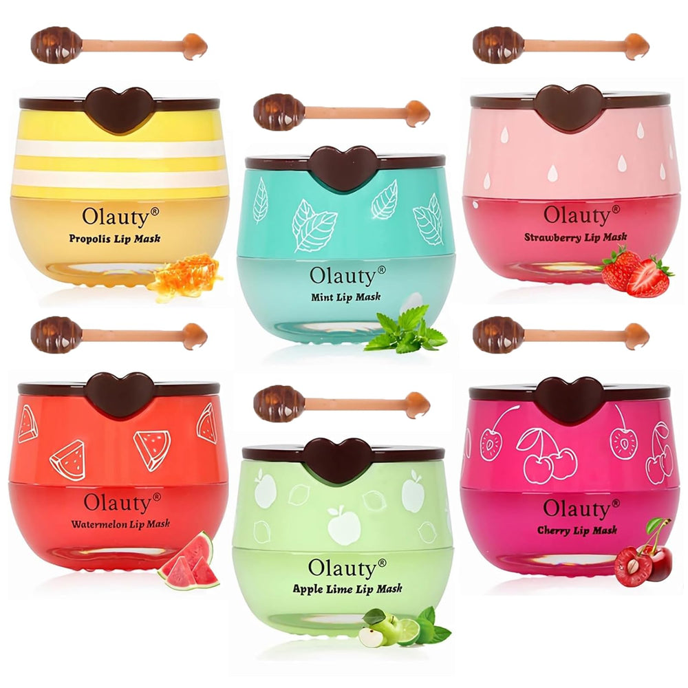 Xiuxixu bee lip balm honey pot jar closeup highlighting hydrating formula for smooth lips.