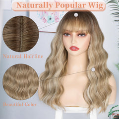 XIXIBI Blonde Wig 20inch waves reveals long, versatile curls for daily wear or parties.
