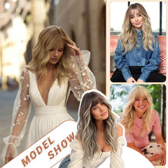 XIXIBI Blonde Wig color blend closeup highlights fashion-forward dirty blonde with lighter tones.