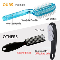 Xjinmin two-sided nail brush side view highlights dual-bristle design for nails and hands