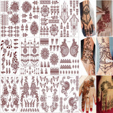XMASIR 12-sheet henna tattoo kit displayed for body art designs.