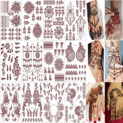 XMASIR 12-sheet henna tattoo kit displayed for body art designs.