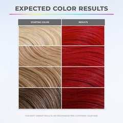 XMONDO Color Super Red depositing mask in gloved hands for easy, mess-free application.