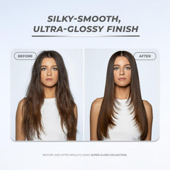 XMONDO Hair Super Gloss glossy finish on styled hair with long-lasting shine