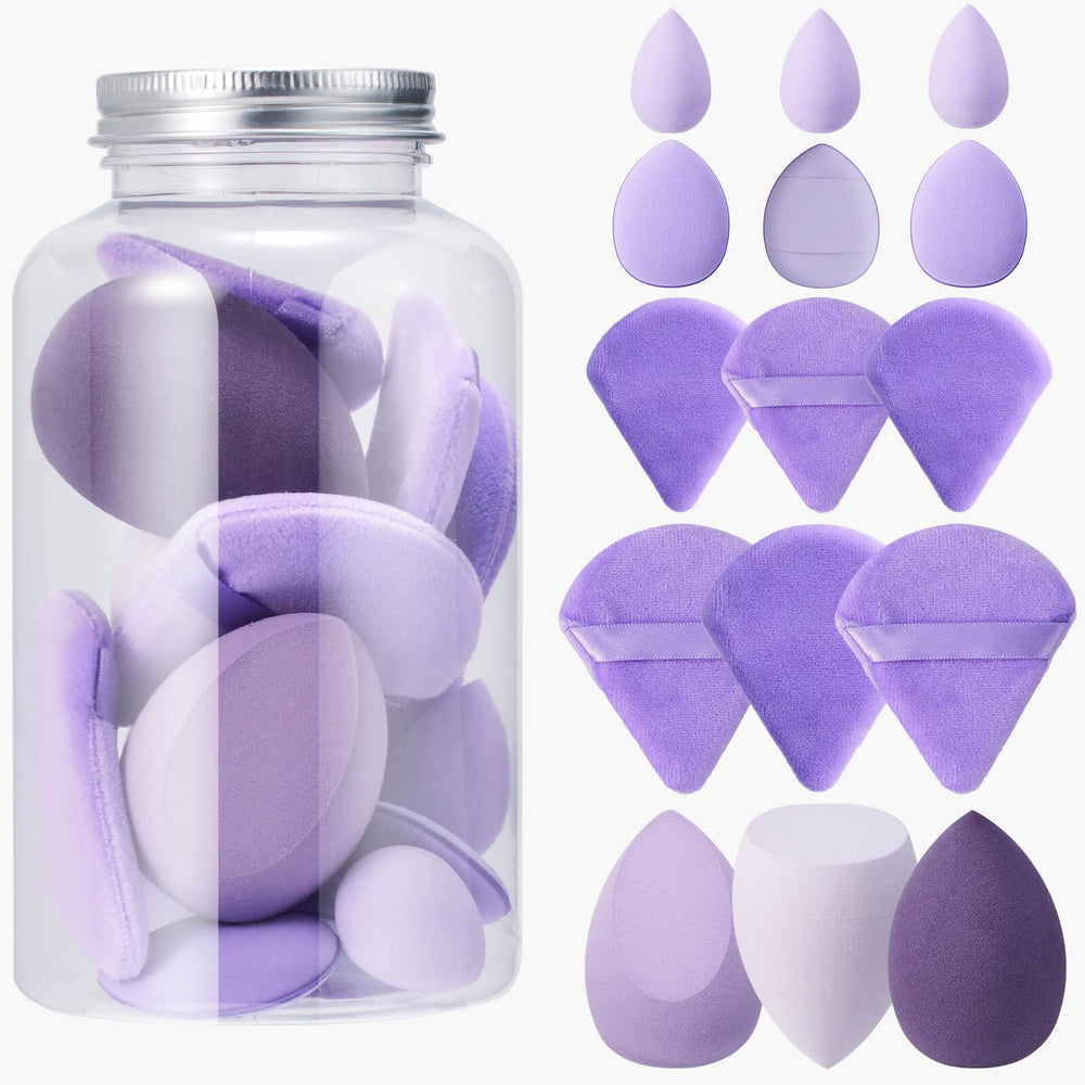 XMOSNZ makeup sponge set 15pcs for flawless blending across liquids, creams, and powders.
