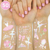 xo, Fetti ballerina tattoos two sheets in 8x6 size ready for party favors.