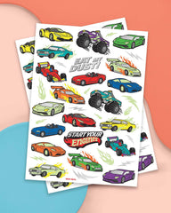 xo, Fetti monster truck tattoos light up the celebration for kids.