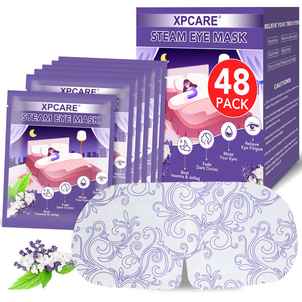 XPCARE 48-pack steam eye masks ready for quick eye comfort during breaks.