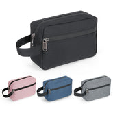 XQXA Toiletry Bag black front view highlighting large main compartment for organized travel.