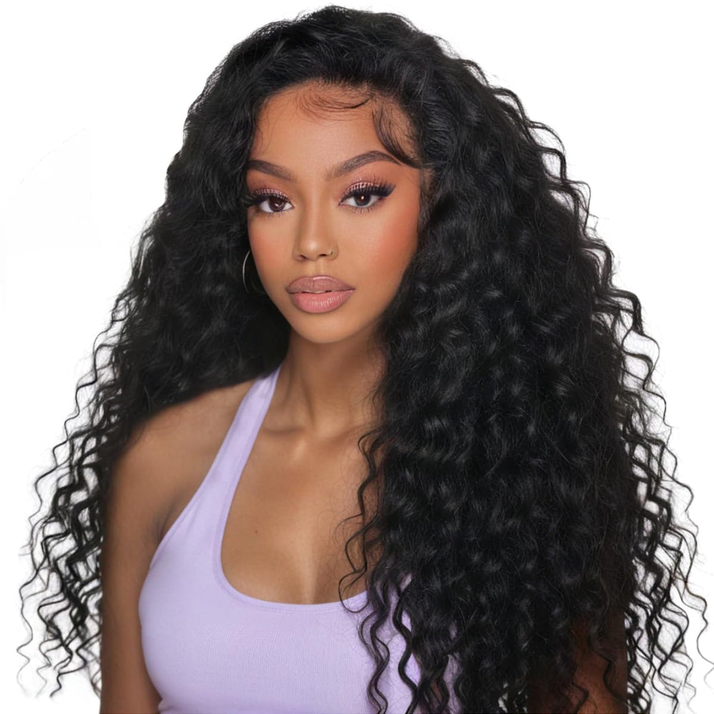 XSY half wig worn by model for natural deep wave look and easy daily styling