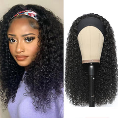 XSY headband wig deep wave close-up shows natural Brazilian virgin texture for versatile styling
