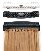 Xtension Styler hair extension holder in matte black mounted securely for efficient styling.