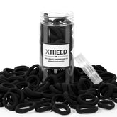 XTIIEED 100pcs hair-ties-pack closeup shows soft fabric for snag-free ponytails.