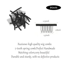 Xuxisowo 7-teeth wig clips close-up highlights stainless steel quality
