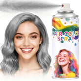 Yabacado gray hair spray bottle demonstrates quick, vibrant color for a bold party look.