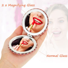 Yalikop mandala heart-shaped two-sided compact mirror for lipstick and grooming.