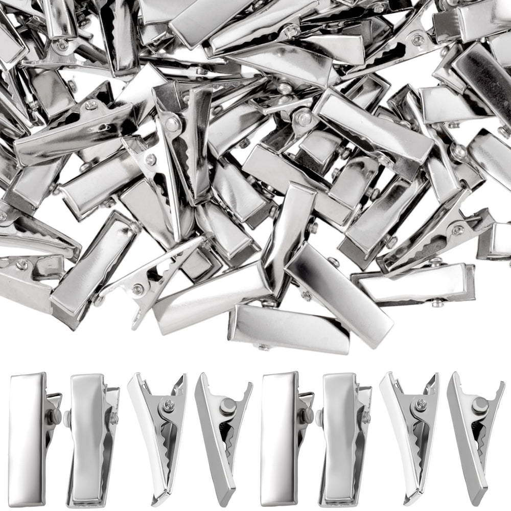 YALOJE metal alligator clip in silver, close-up shows durable finish for styling.