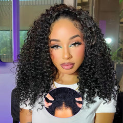 yamduly half wig water-wave front view shows natural hairline and fullness