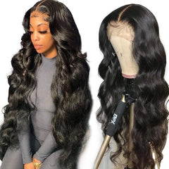 Yamikk 13x5 body wave lace front wig front view for natural hairline styling versatility