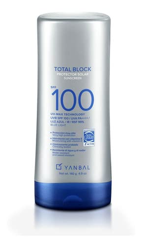 Yanbal Jumbo SPF100 sunscreen bottle showing fast-absorbing, hydrating protection for outdoor activities.